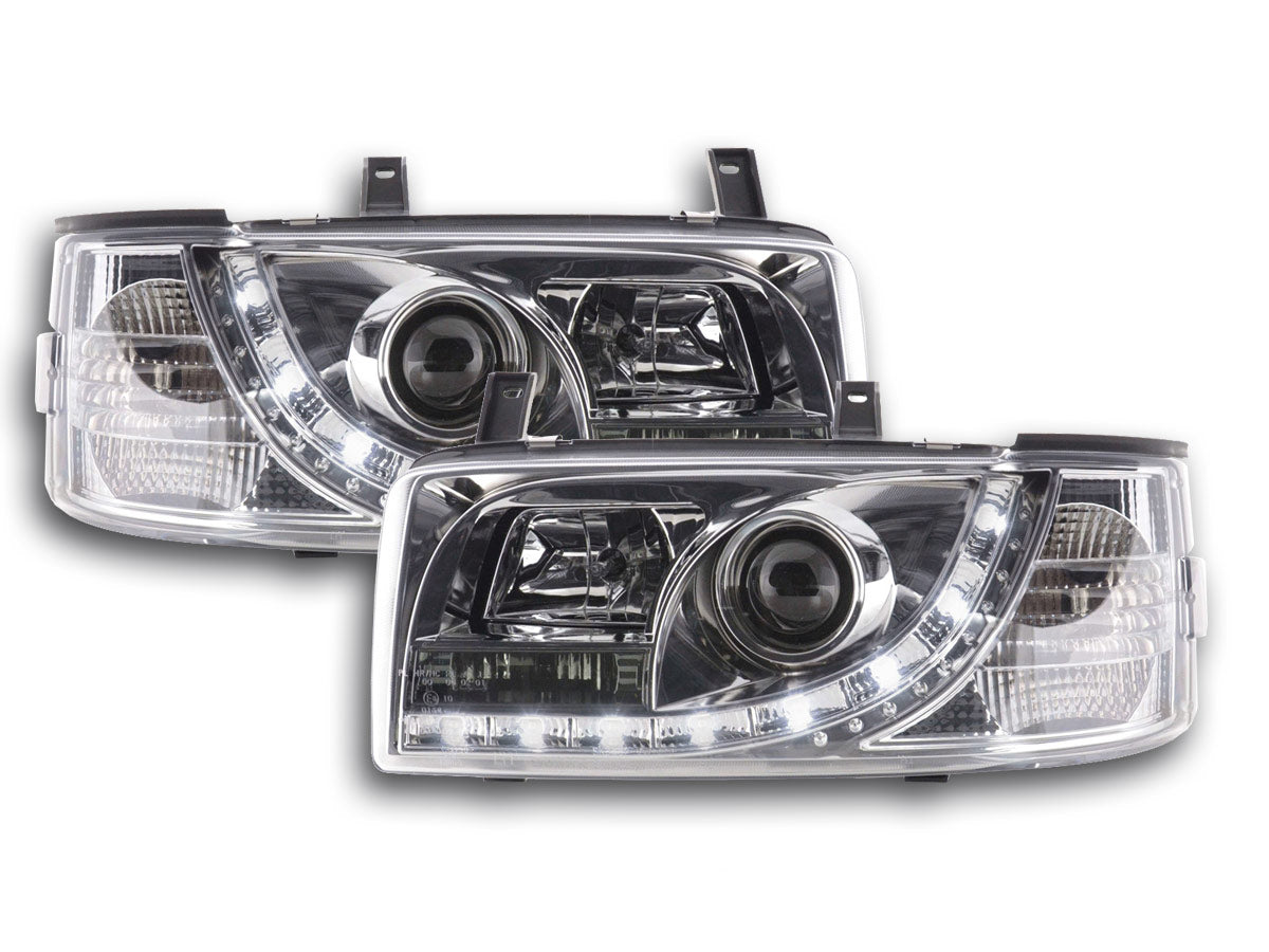 Scheinwerfer Set Daylight LED TFL-Optik VW Bus Typ T4 96-03 schwarz Scheinwerfer Set Daylight LED TFL-Optik VW Bus Typ T4 96-03 schwarz